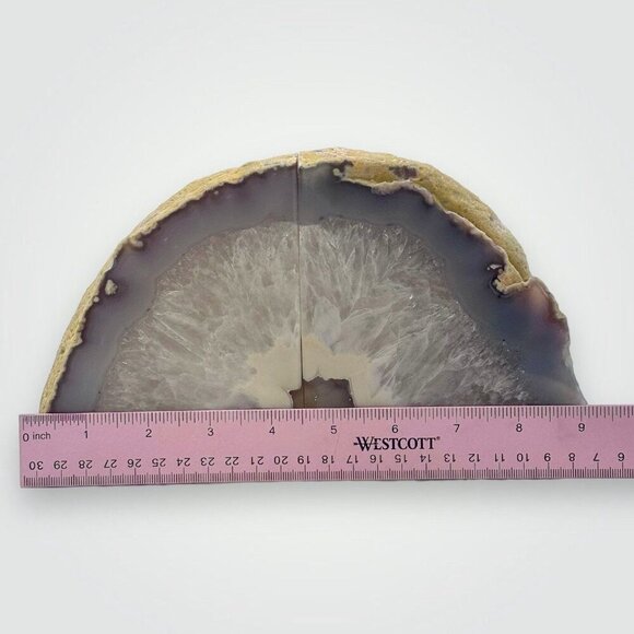 Agate Bookends Crystal Geode Center Natural Stone Book End Bookshelf Decor  (MO) - Picture 9 of 10